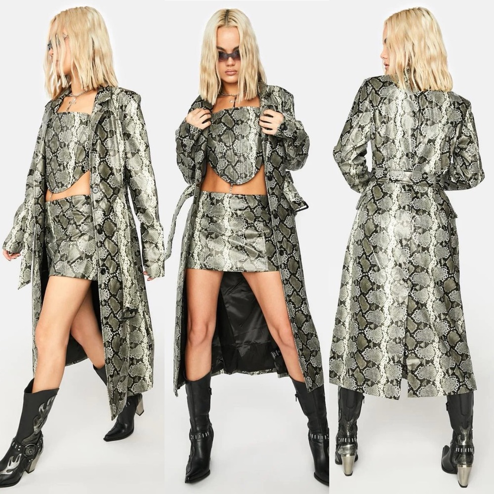 Jagger and Stone Snakeskin Maxi Trench Coat size medium snake python